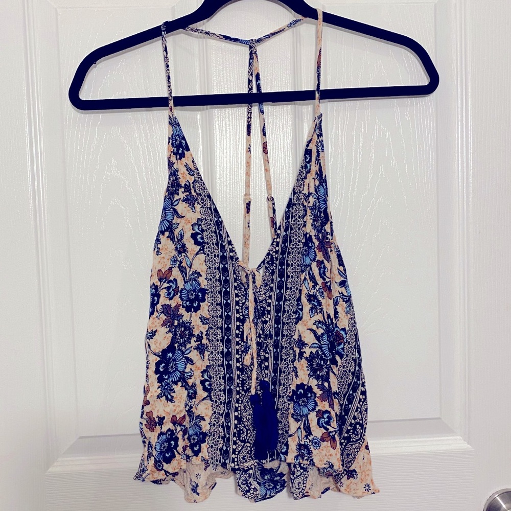 Cotton candy LA BOHO crop tank top strappy floral